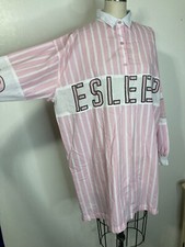 Vtg 90s deadstock esleep pink striped sleep shirt