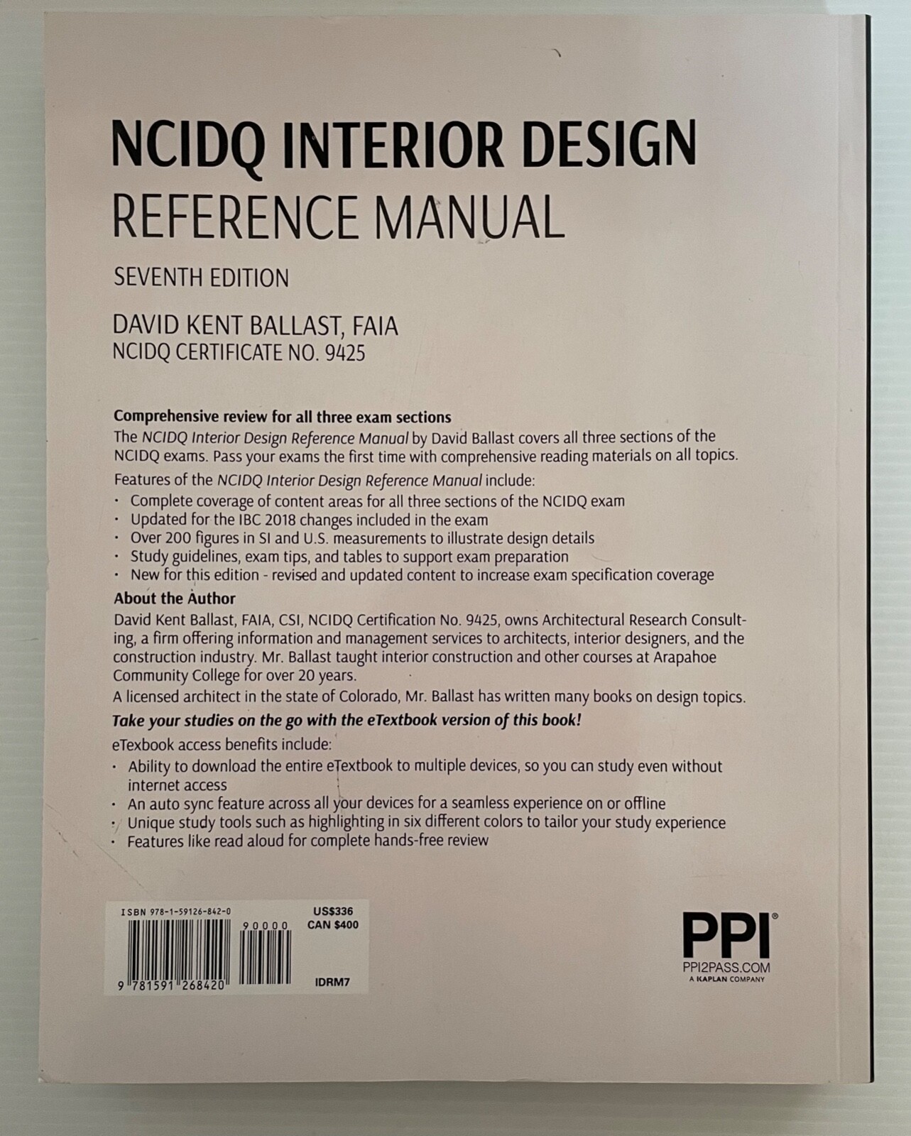 PPI NCIDQ INTERIOR DESIGN REFERENCE MANUAL SEVENTH EDITION | eBay