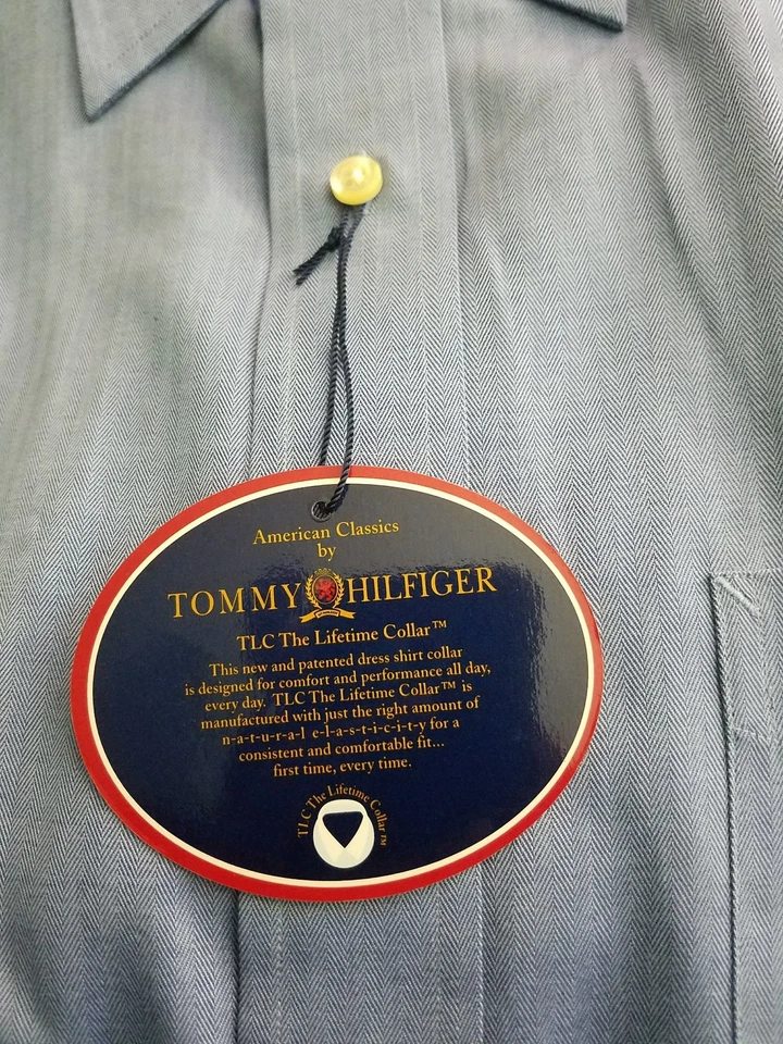 Camisa de vestir Tommy Hilfiger para hombre 100 % algodón lisa azul cielo 16,5 32-33 L $49,50 Foto 4 de 4