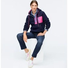 J. Crew Vintage Fleece Polartec Sherpa Popover Half Zip Hoodie Sweatshirt, XXS
