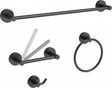 4 Pieces Bathroom Hardware Accessories Set 18-Inch Single Towel Bar, Towel Ring