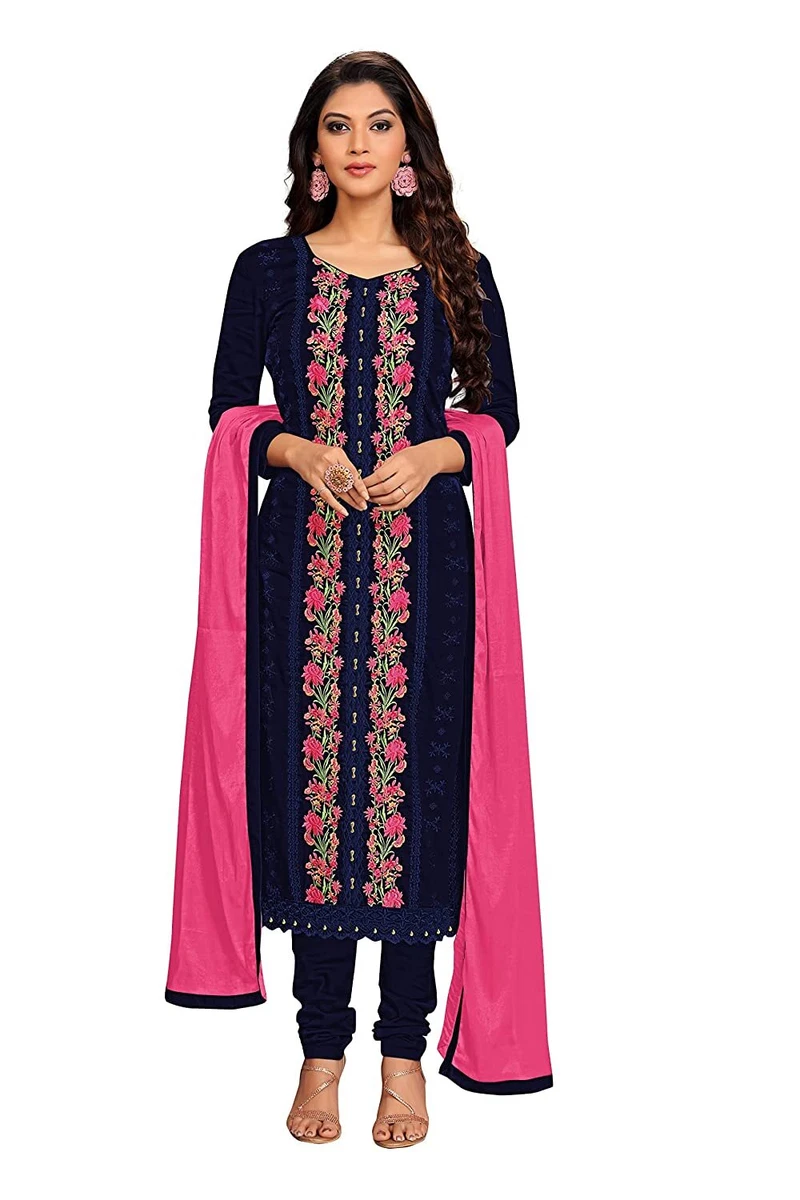 Embroidery dress material online shopping cheap