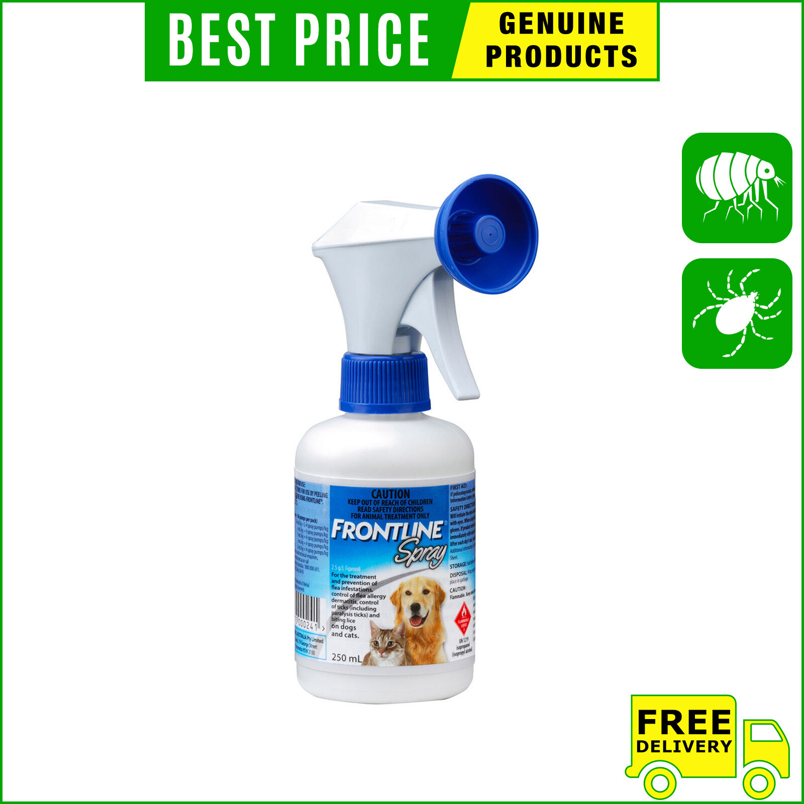 FRONTLINE SPRAY Flea and Tick Treatment for Dogs and Cats 100, 250, 500