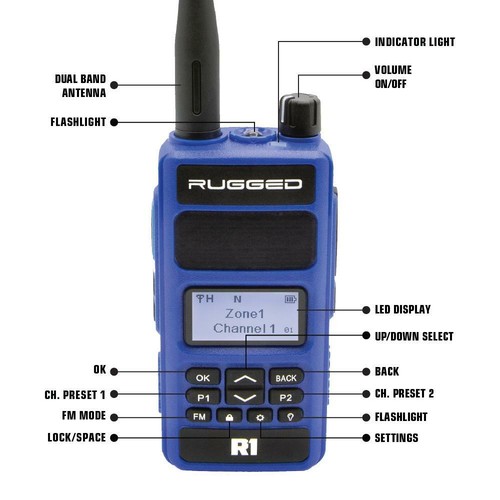 Rugged R1 Business Band Handheld - Digital and Analog Walkie Talkie VHF and UHF - Picture 5 of 16