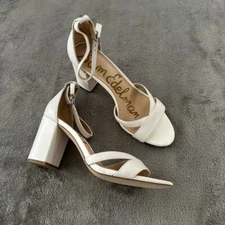 Sam Edelman Omar White Leather Strappy Heels Shoes Women's size 9.5