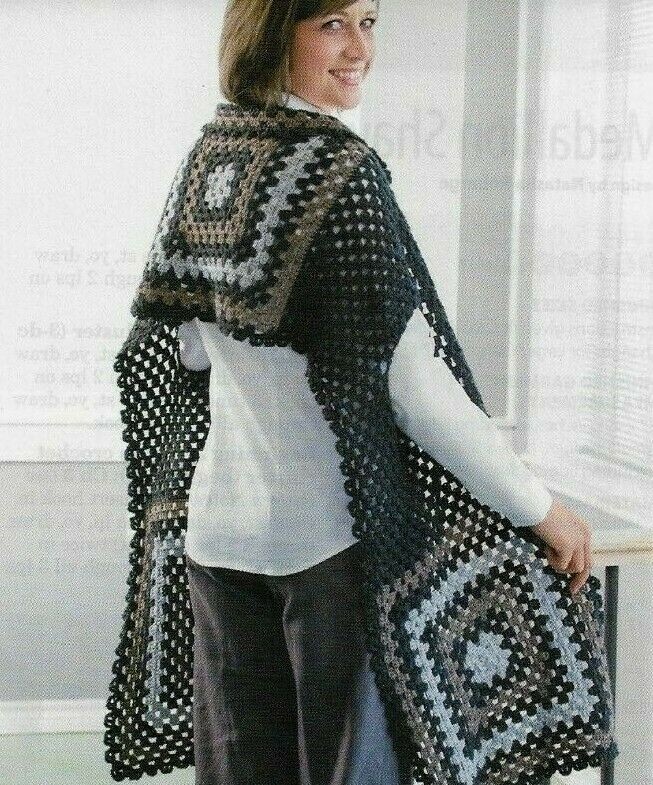 Granny Square Shawl With Pockets Free Crochet Pattern Pocket Shawl