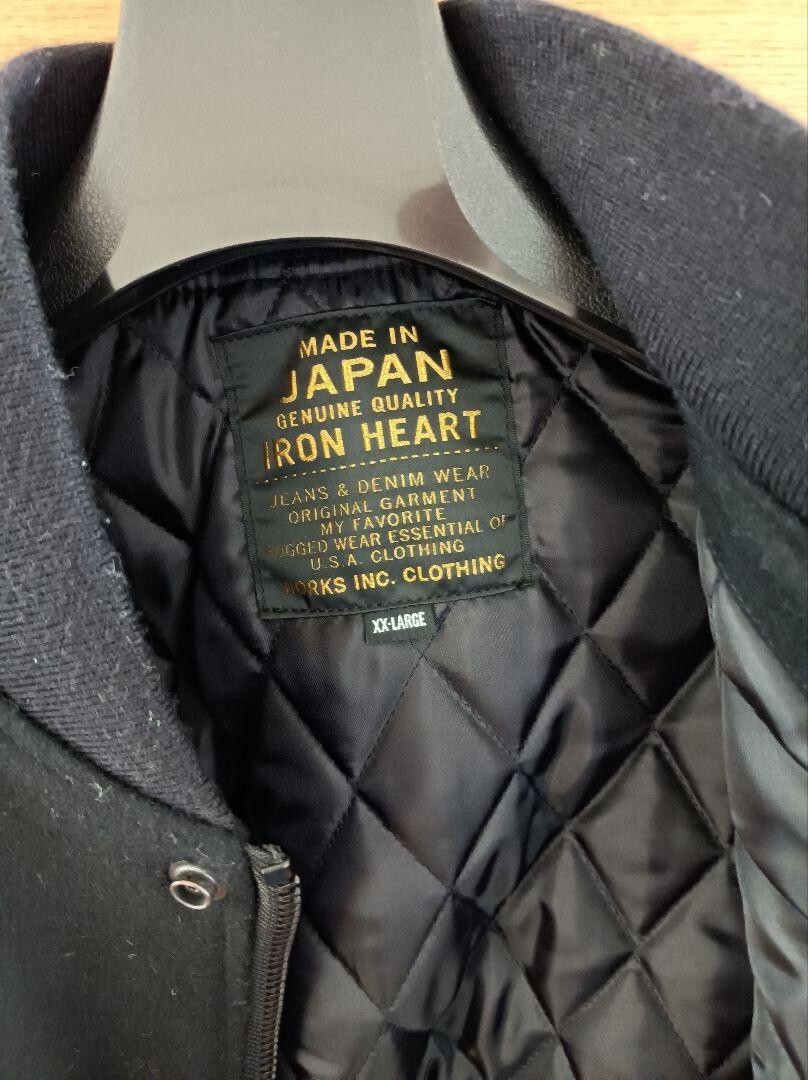 IRON HART Horsehide Melton Award Jacket Size XXL Black IRON HART Horsehide Melton Award Jacket Size XXL Black