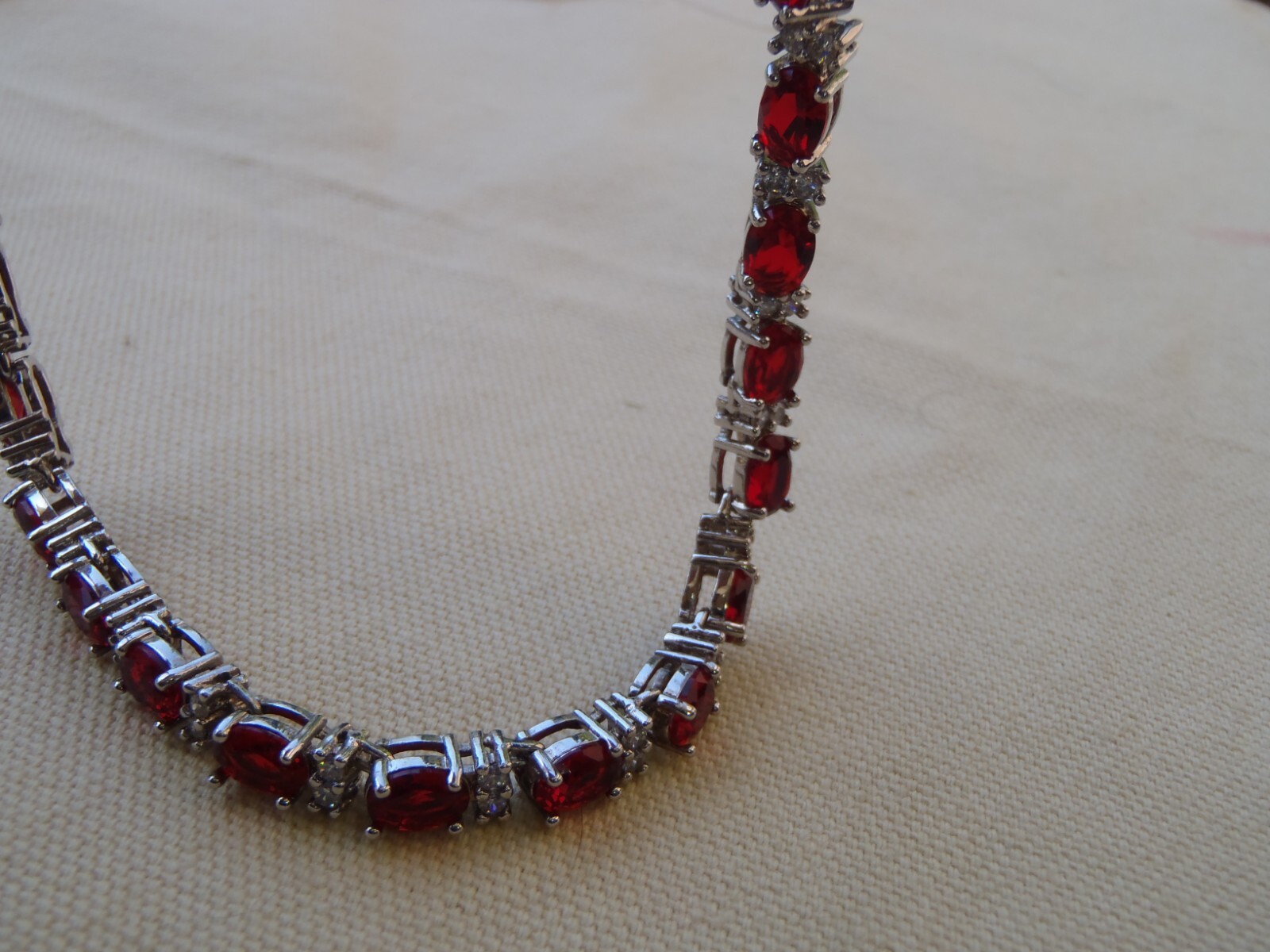 Vintage Ruby Red Simulated Stone Tennis Necklace - image 4