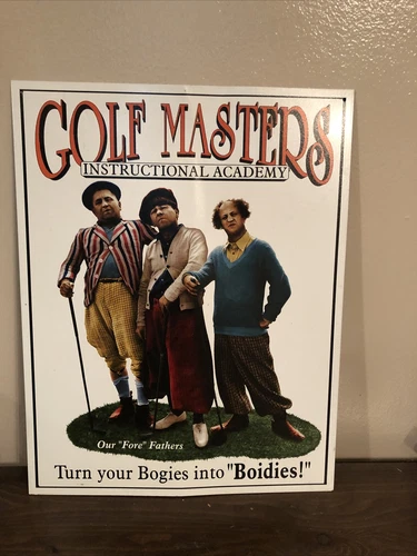 THREE STOOGES GOLF MASTERS CLUBS VINTAGE STYLE COLOR 16" TIN METAL SIGN