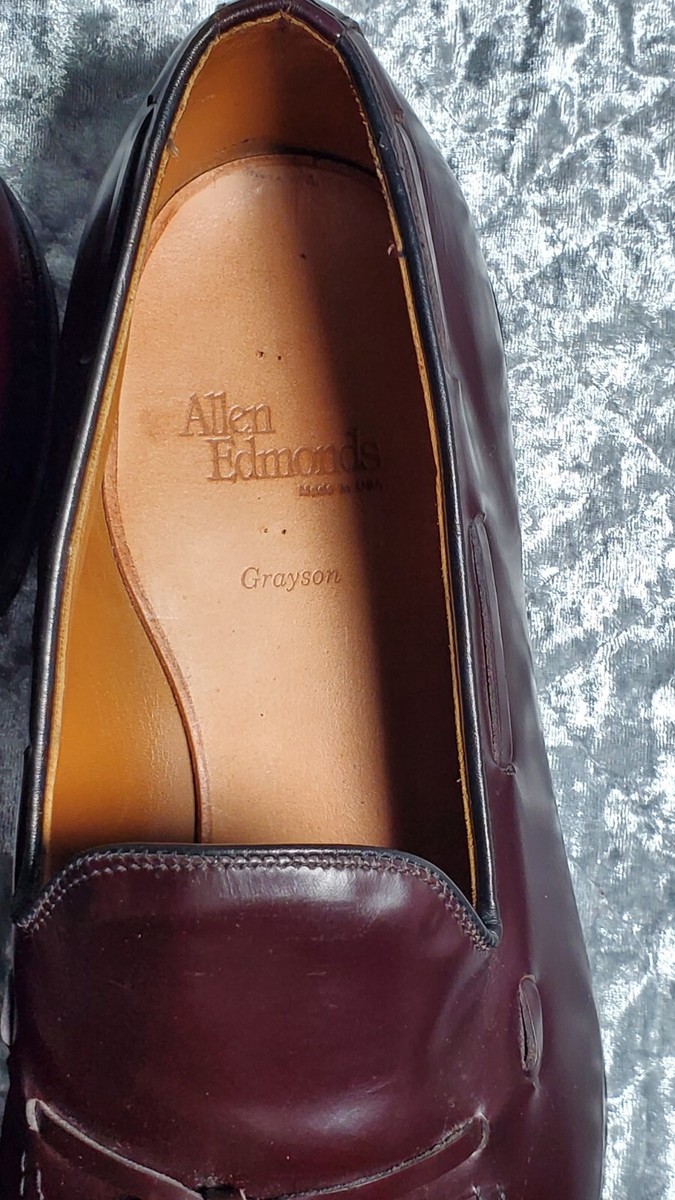 ALLEN EDMONDS Burgundy Brogue Leather Eyelash Tassel BRIDGETON Slip On 11 Loafer ALLEN EDMONDS Size 11 Burgundy Brogue Leather Eyelash Tassel  main image 4