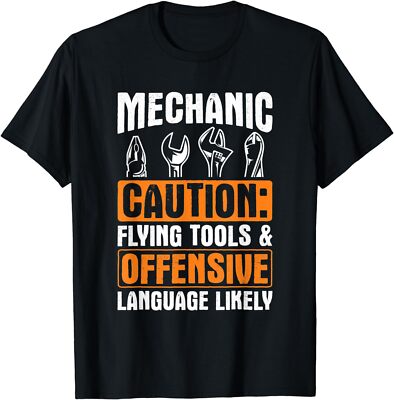 New Limited Garage Mechanic Flying Tools Language Offensive Car Tuning T-Shirt