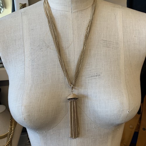 Vintage Sarah Coventry Multi Chain Necklace Detachable Tassel Gold Tone 1970 - 第 1/6 張圖片