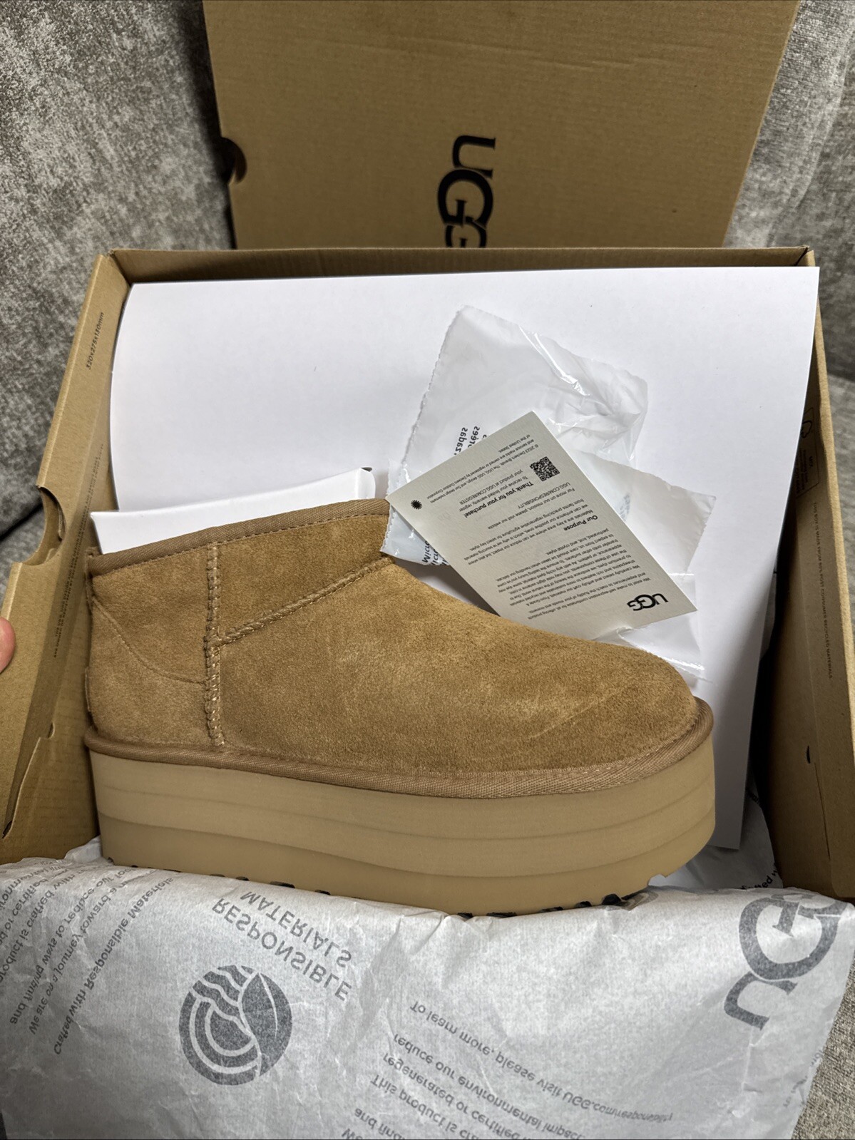 Size UK 6 - UGG Classic Ultra Mini Women's Boot Chesnut Brown - BARGAIN RRP £155