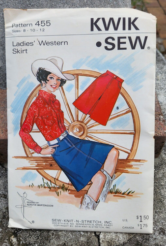 Kwik Sew 455 Western Skirt Uncut Sewing Pattern Size 8 10 12 Vintage 1970s