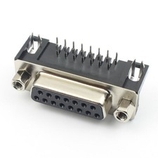 5Pcs D-SUB 15 Pin Female Right Angle PCB Connector 2 Rows DB15F Socket Adapter