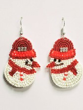 SNOWMAN SEED BEADED DROP EARRINGS