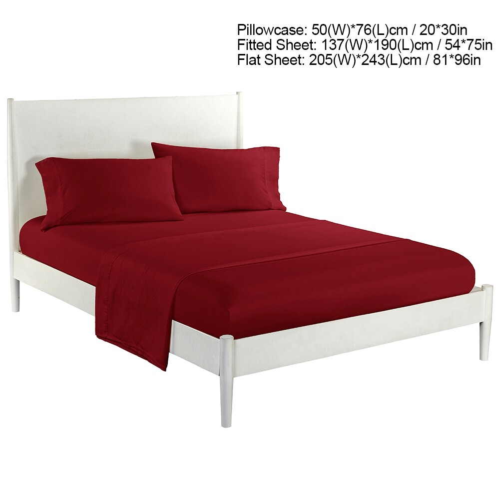 Soft Bed Sheets Set Bedspread Deep Pocket High Quality Bedding Set Red FULL-image