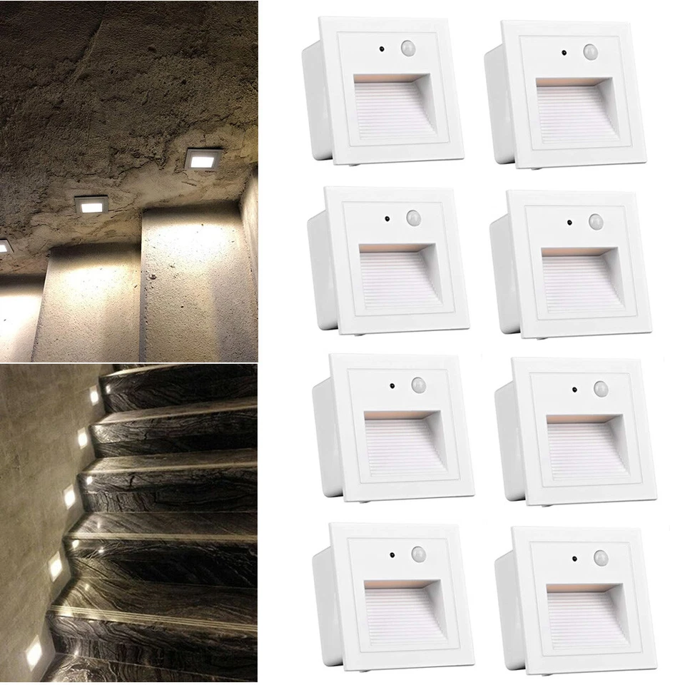 3W 230V LED Wandeinbauleuchte Strahler Treppe Stufenlicht mit Bewegungsmelder - Bild 2 von 4