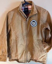 Boy's Gap Kids Bomber jacket size M medium 8 khaki tan plaid lining coat