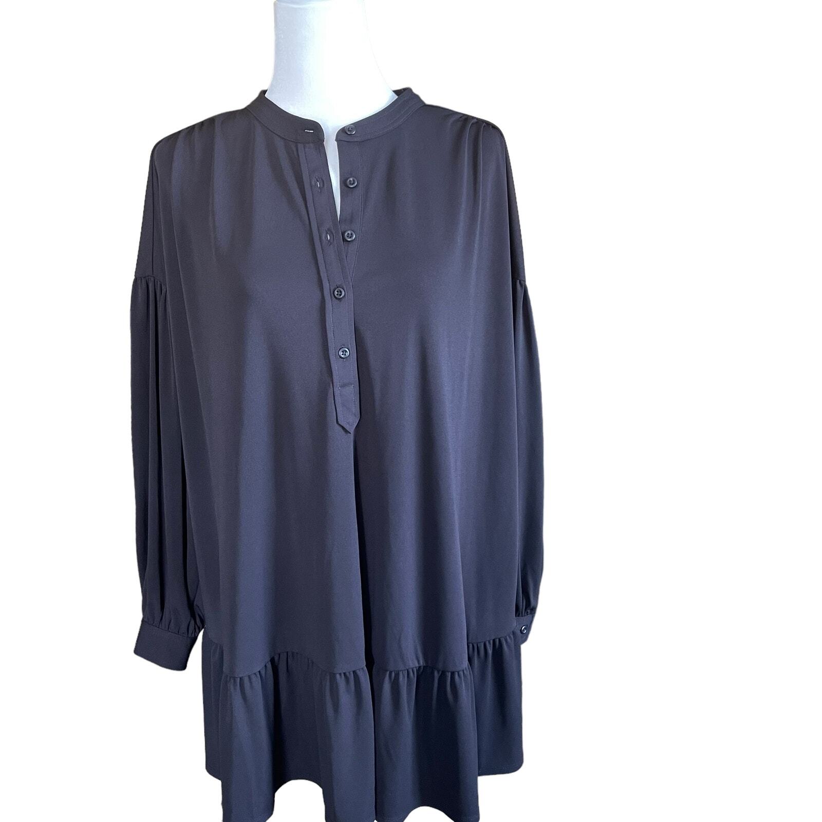 Elizabeth and James drop waist button front black… - image 1