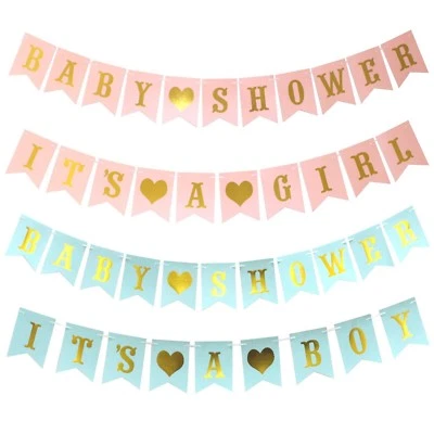 LGT Baby Shower Banner Bunting Garland Boy Or Girl Hanging Photo Prop Party Decor