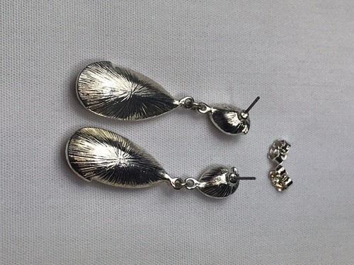 Vintage NRT Silver Tone Citrine Dangle Drop Earrings Elegant Costume VTG EUC - Bild 16 von 16