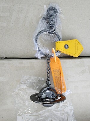 Vivienne Westwood Saffiano 3D ORB Gunmetal Keyring Yellow Charm