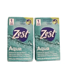 Lot Of 2 -Deodorant Bar Soap - Aqua by Zest for Women - 3.2 oz Bar Soap