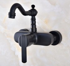Black Oil Brass Wall Mount Swivel Bathroom Basin Mixer Tap / Sink Faucet ynf838