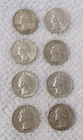 Vintage 1964 Washington Quarter Lot of 8 Coins