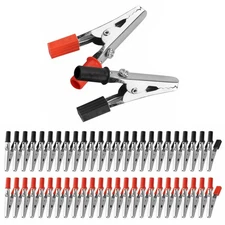 50Pcs Electrical Test Clamps Insulated Metal Alligator Clips with Red & Black