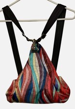 Black Butterfly Nylon Multicolored Backpack Shoulder Purse School Travel Weekend