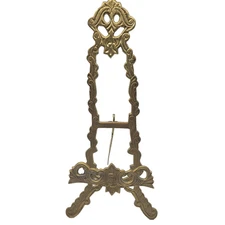 VTG Ornate Brass Display Easel Picture Plate Book Stand Holder 11" Made India 