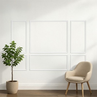 Wall Molding 3 Pack, Wainscoting Panels Kit, Lightweight Paintable Polystyrene,