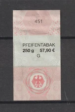 Germany Revenue Stamp Fiscal Tobacco banderols Tabak Steuer High Value