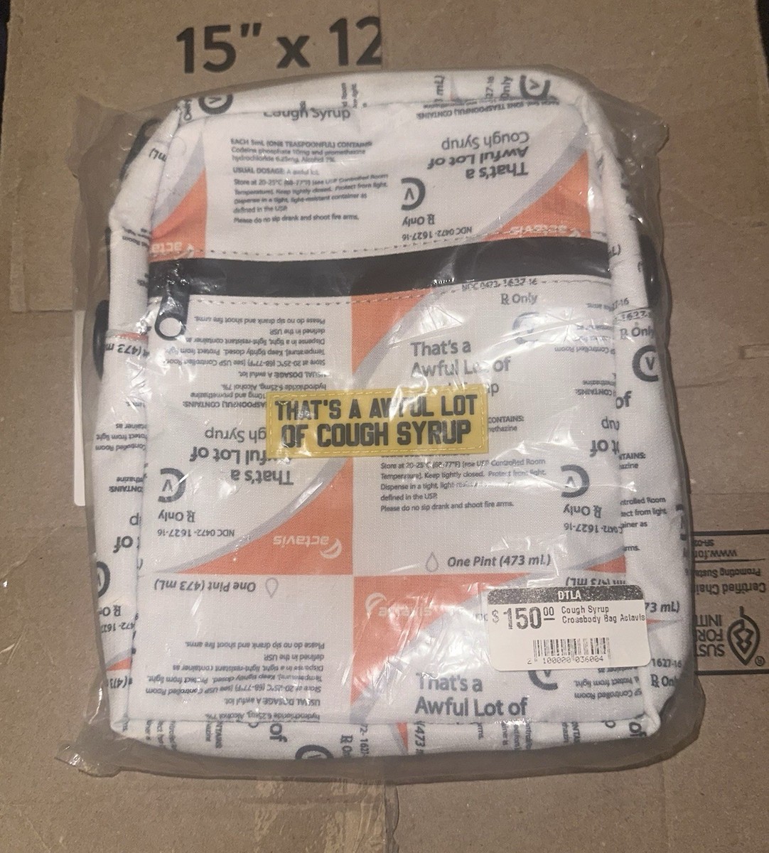 Awful Lot Of Cough Syrup Cross Body Bag “actavis” Brand New In Bag
