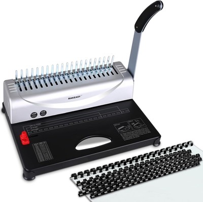 MAKEASY Binding Machine, 21-Hole, 450 Sheets, Comb Binding Machines with 1 Box C