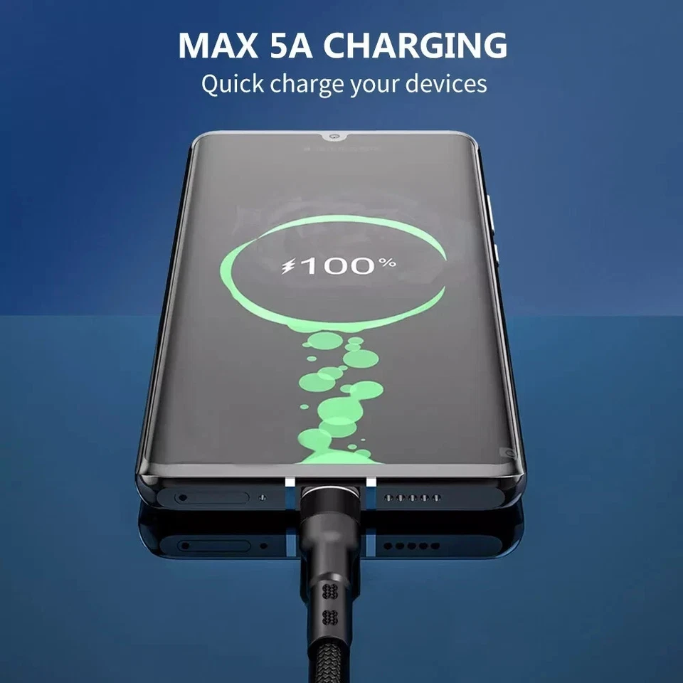 USB C To USB C Fast Charger PD 100W Dual Type C Charging Data Sync USB Cable UK - Image 2 of 4