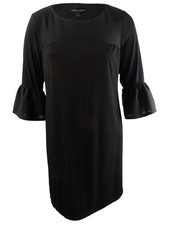 Connected Women's Ruffle-Sleeve Shift Dress (6, Black)