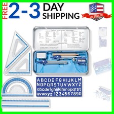 10-Piece Math Set with Metal Compass, 6" Ruler  Triangle Squares, 45   30/6...