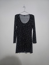 Black Ditsy Button Dress