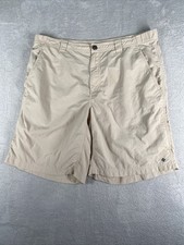 Columbia Omni Shade Shorts Men's 38 Beige Lightweight Sun Protection Hiking Fish