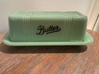 Jadeite green depression style butter dish