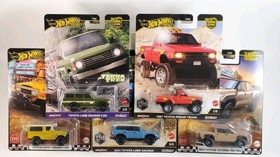 5 Car Premium Lot Hot Wheels Toyota Tacoma, Land Cruiser 43, 60 '87 Pickup J250