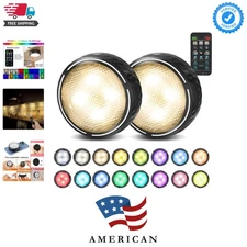 Battery Operated Puck Lights with Remote LED Under Cabinet Lighting Wireless ...