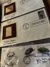 Golden Replicas of United States Stamps ~ 22 golden stamps with explanation card