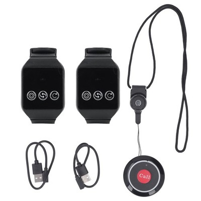 Wireless Restaurant Service Calling System 2 Watch Receiver And 1 Button Pagers