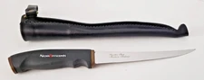 Vintage Normark Stainless Steel Filet Knife & Leather Sheath Made in Finland