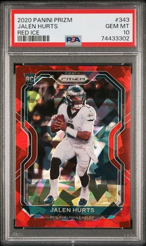 POP=156! RED ICE! 2020 Panini Prizm Jalen Hurts Rookie Card 343 PSA 10 Free SHIP