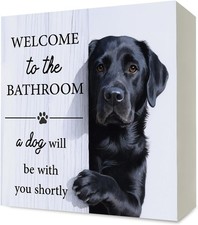 Black Lab Dog Bathroom Decor, Funny Labrador Retriever Wooden